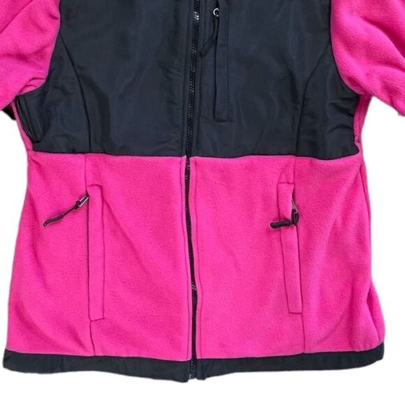 i5 Apparel Women's Black & Pink Full Zip Fleece Hooded Jacket Medium - Picture 2 of 9